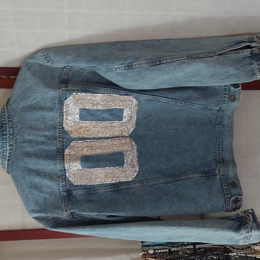 Old Navy Embellished Rhinestone Boyfriend Jean  Jacket sz S